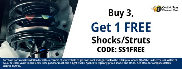 Buy 3, Get 1 FREE Shocks/Struts